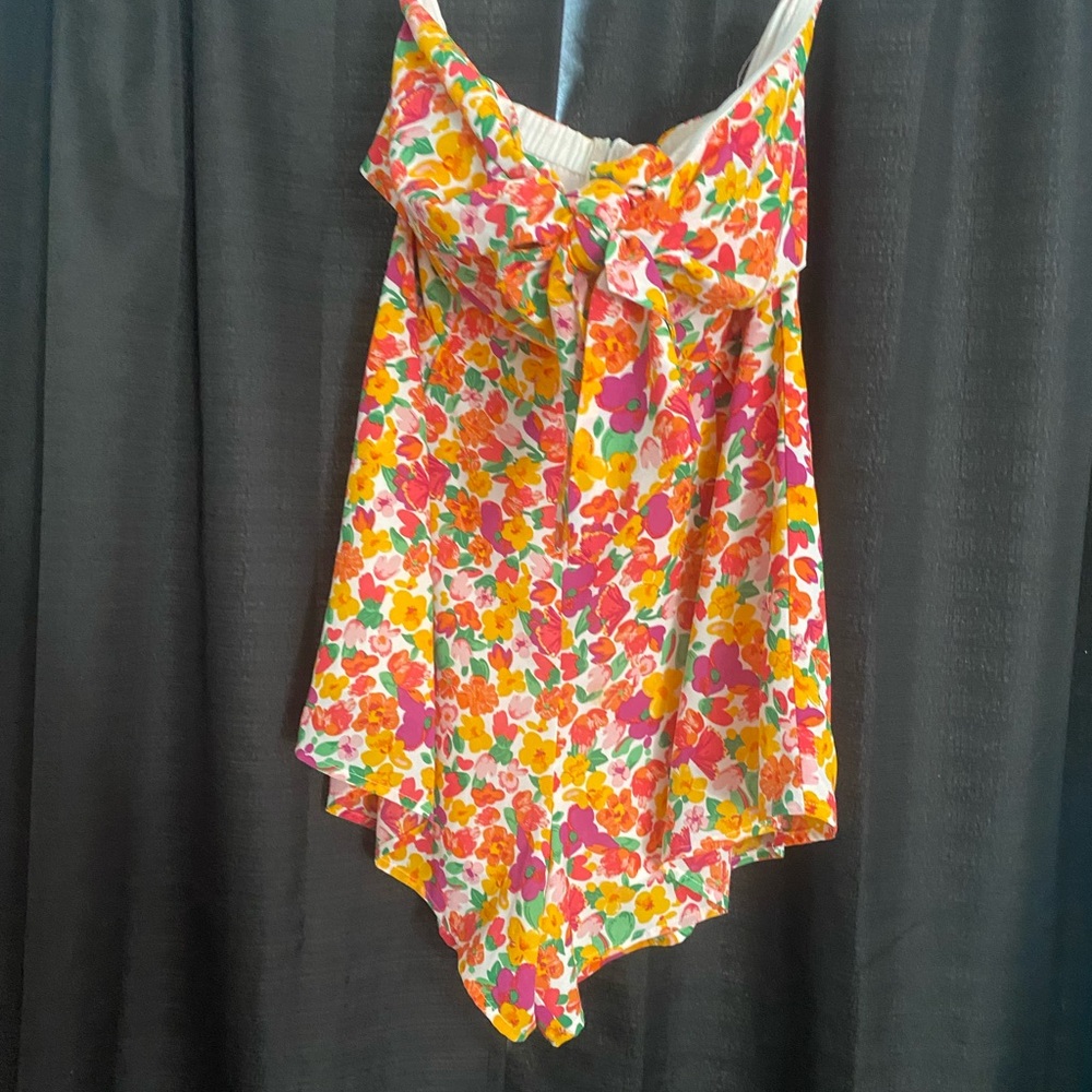 Pink Lily floral strapless romper